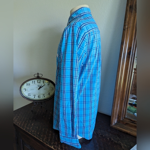 NWT Chaps Blue Plaid Button Down Shirt - Picture 2 of 6